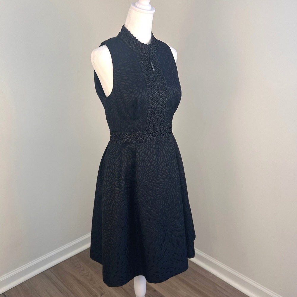 Lilly Pulitzer Franci Dress Women Size 4 Black Onyx Lagoon Jacquard Cocktail LBD - Picture 3 of 12